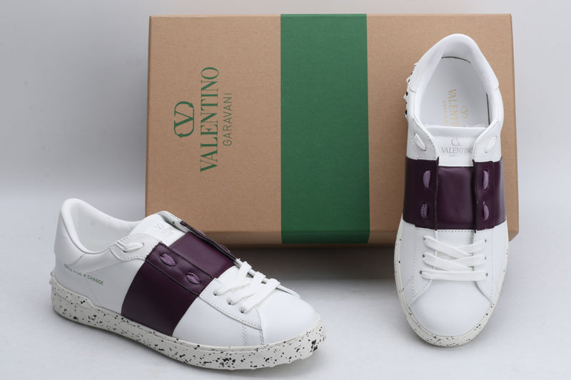 Valentino Garavani OPEN SKATE CALFSKIN AND FABRIC SNEAKER WHITE/RUBIN