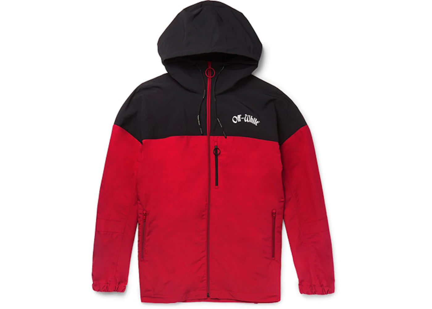 OFF-WHITE Oversized Two-Tone Shell Hooded Jacket Red/Black/White