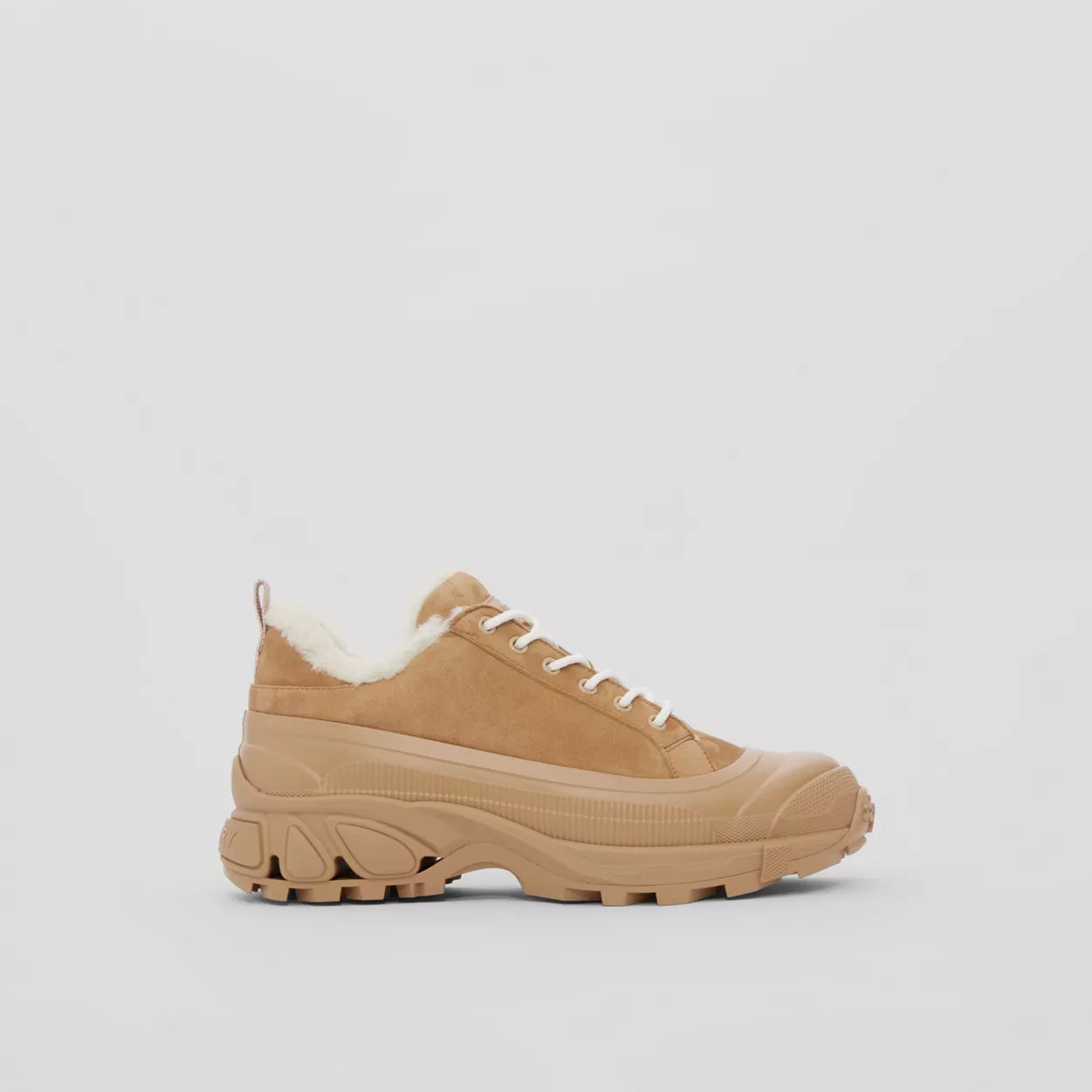 Burberry Suede and Shearling Arthur Sneakers Biscuit