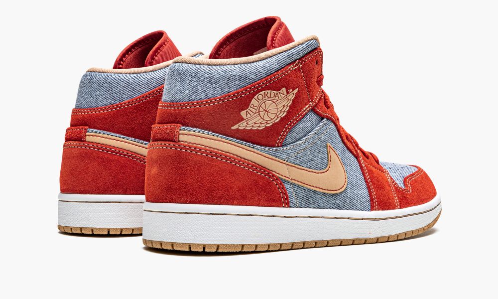 Air Jordan 1 MID SE Denim Red Suede