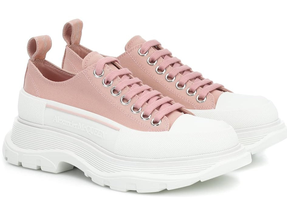 Alexander McQueen Tread Sleek canvas platform Pink and white sole