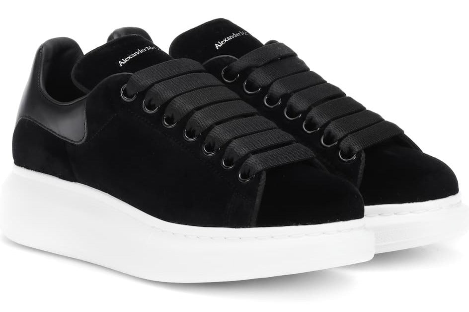 Alexander McQueen Black Velvet and white sole