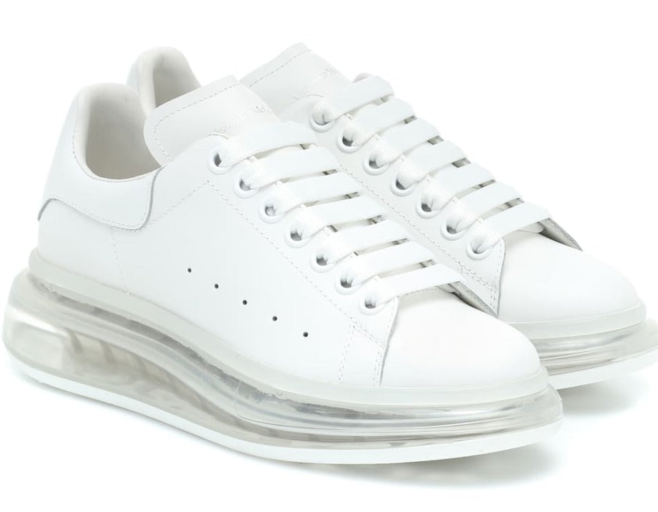 Alexander McQueen White leather and clear sole