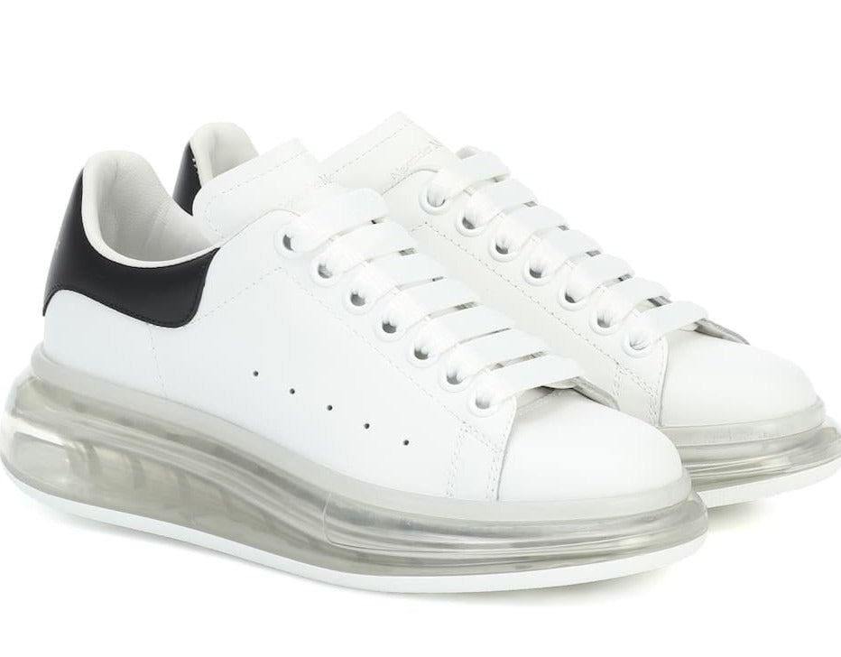 Alexander McQueen White and Black leather and clear sole