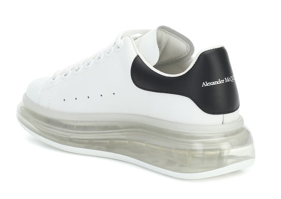 Alexander McQueen White and Black leather and clear sole