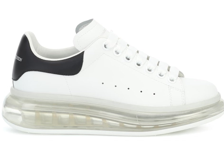 Alexander McQueen White and Black leather and clear sole