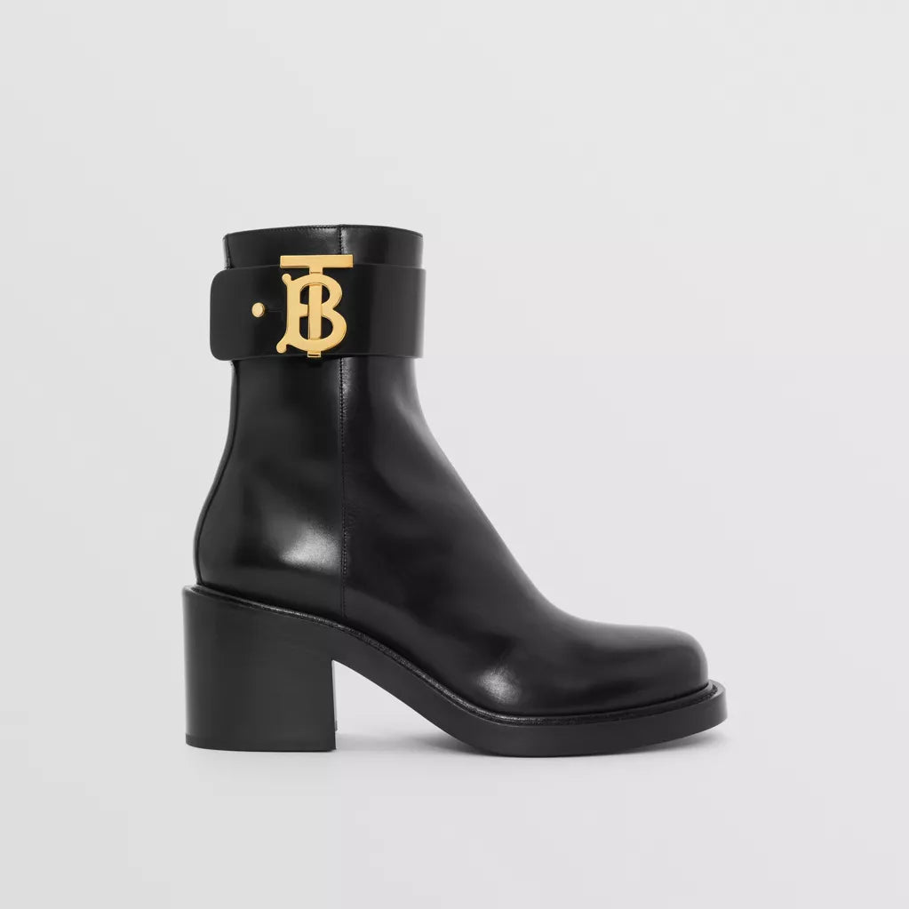 Burberry Monogram Motif Suede Block-heel Boots Chocolate