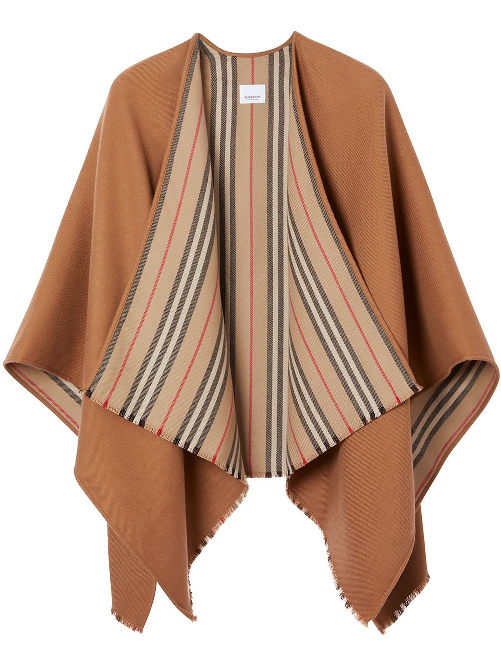 Burberry Icon stripe detail wool cape