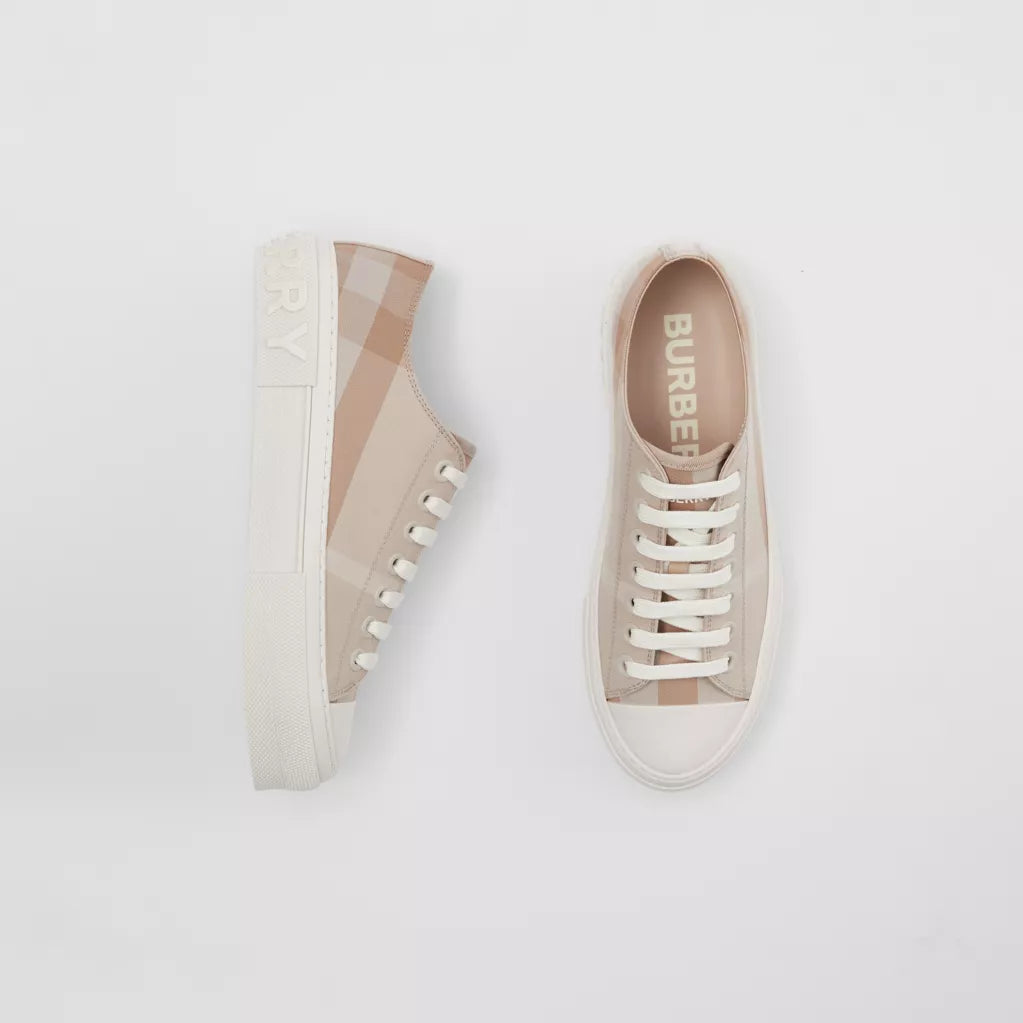 Burberry Check Cotton Sneakers Soft Fawn