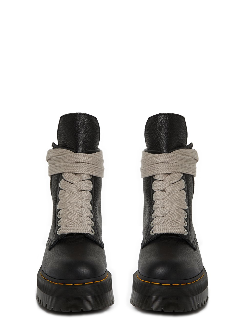 Rick Owens DR MARTENS X RICK OWENS FW22 STROBE 1460 DR MARTENS BLACK BOOT IN MATTE GRAINY COW LEATHER.