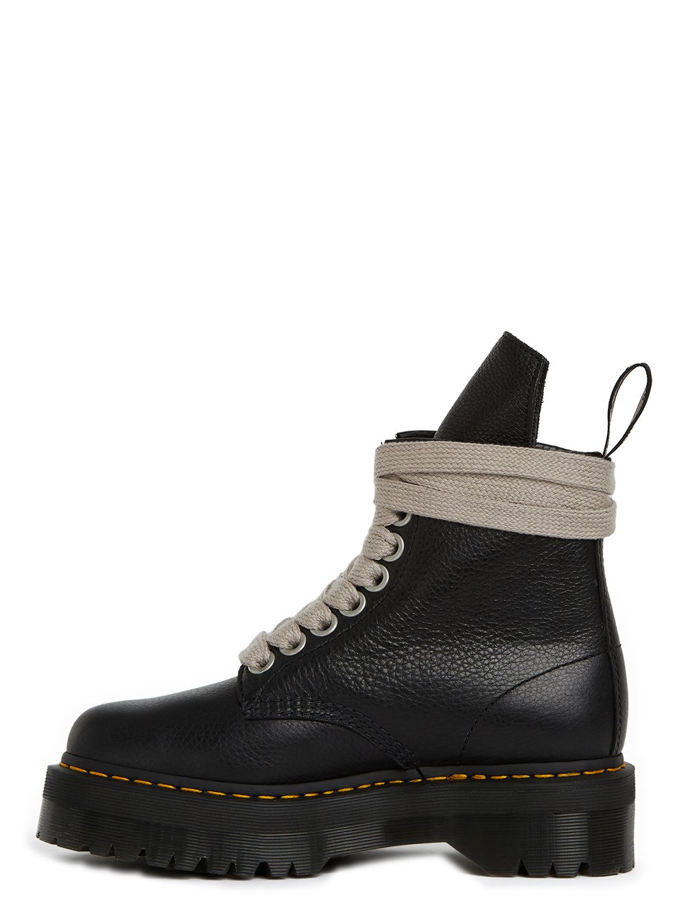 Rick Owens DR MARTENS X RICK OWENS FW22 STROBE 1460 DR MARTENS BLACK BOOT IN MATTE GRAINY COW LEATHER.