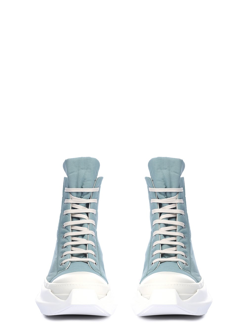 Rick Owens DRKSHDW FW22 STROBE ABSTRACT SNEAK IN AQUA AND MILK COTTON NYLON FAILLE