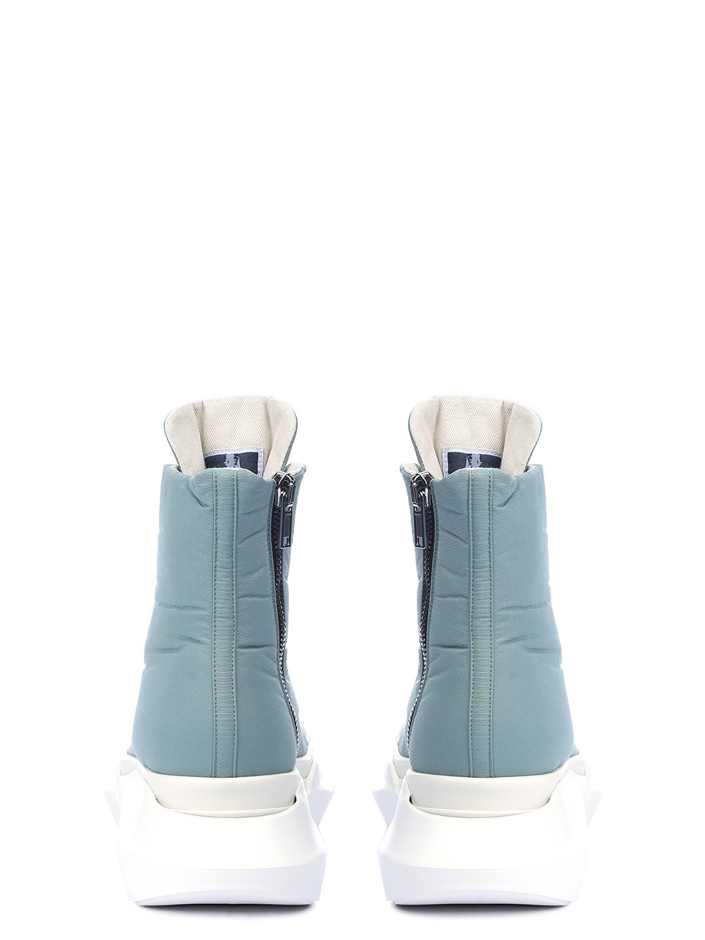 Rick Owens DRKSHDW FW22 STROBE ABSTRACT SNEAK IN AQUA AND MILK COTTON NYLON FAILLE