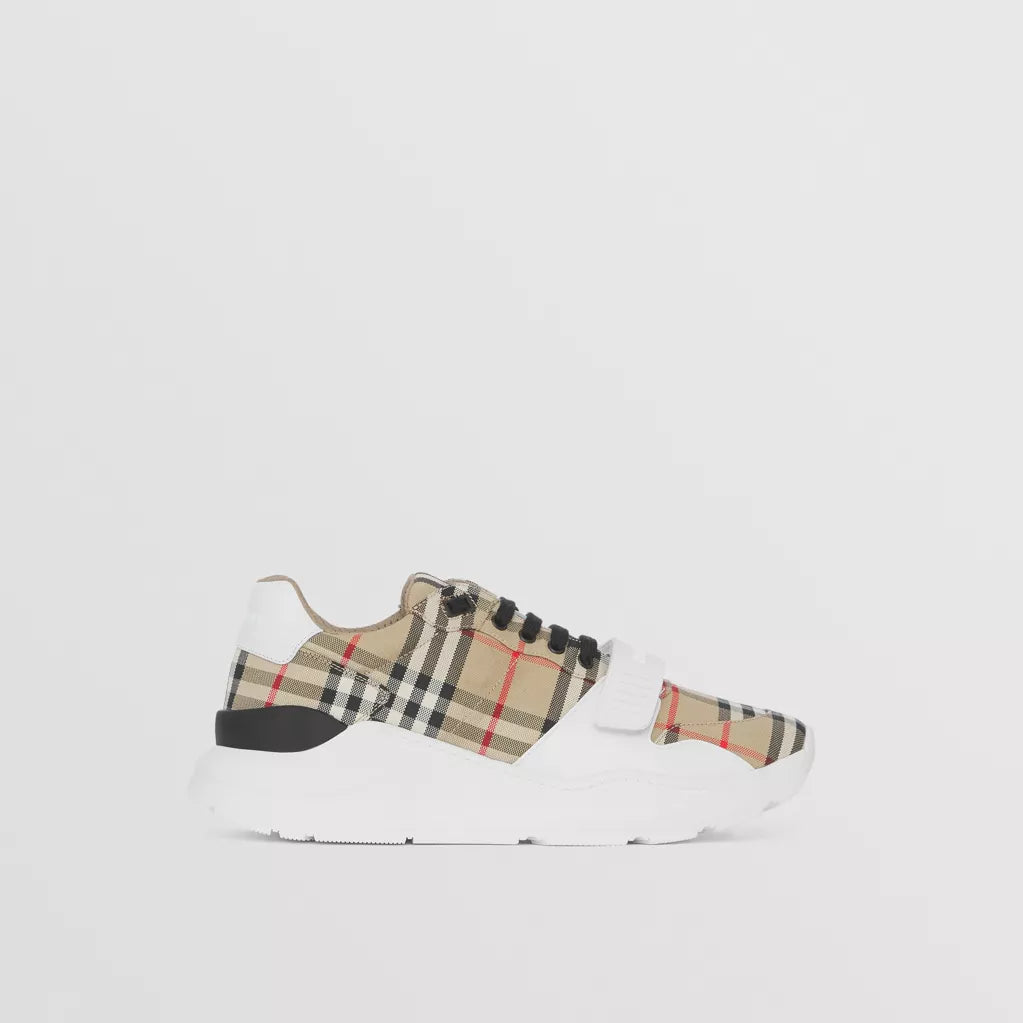 Burberry Vintage Check and Leather Sneakers Archive Beige