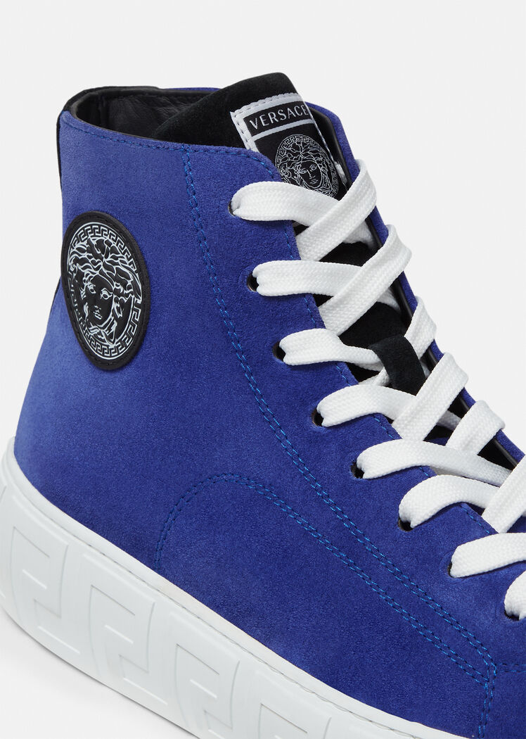 Versace GRECA SUEDE HIGH-TOP Black and blue