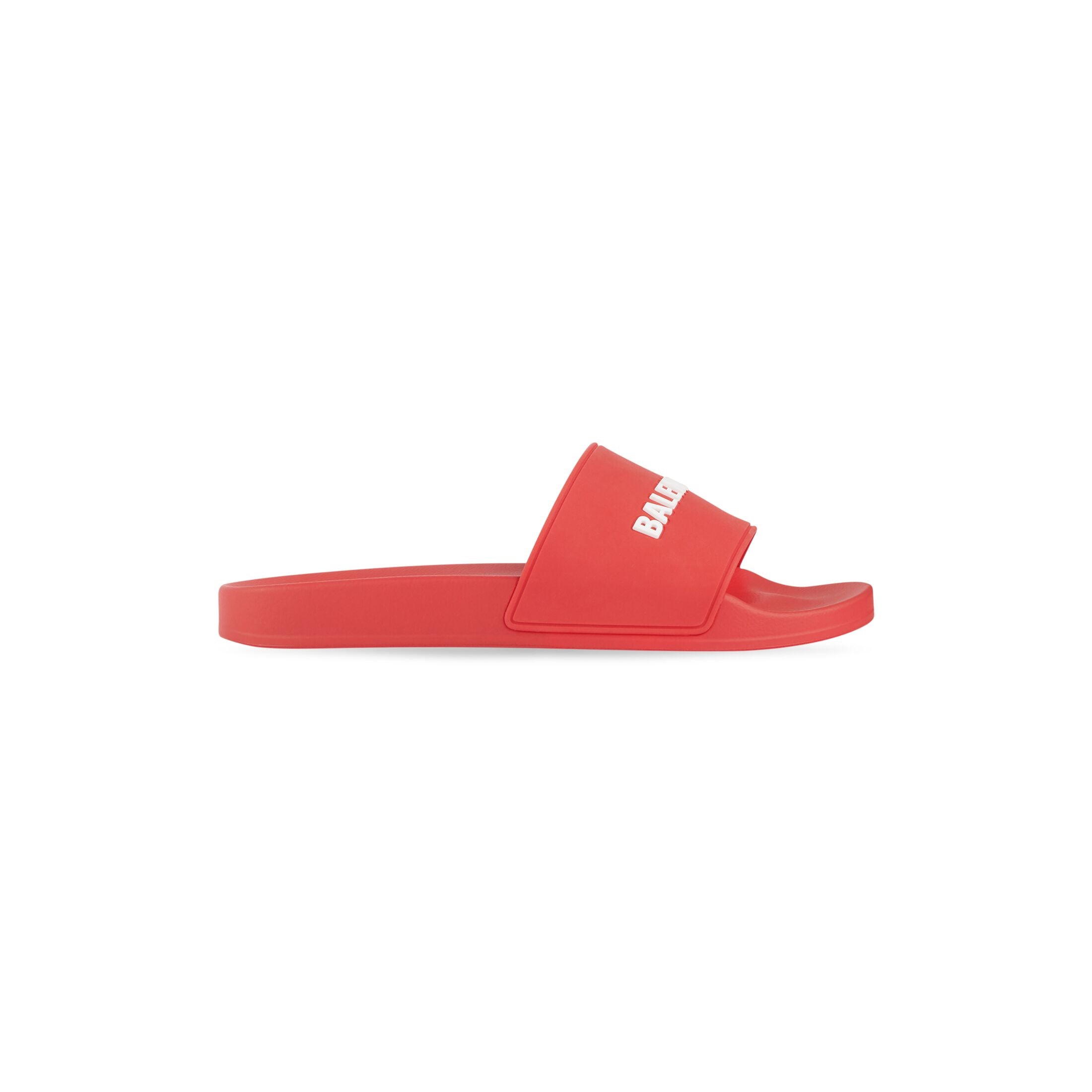 Balenciaga Pool Slide Sandal In Red Smooth Rubber