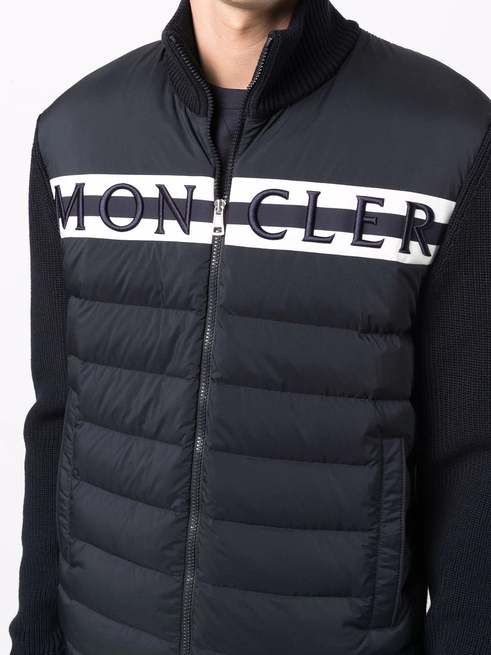 Moncler logo-embroidered quilted jacket
