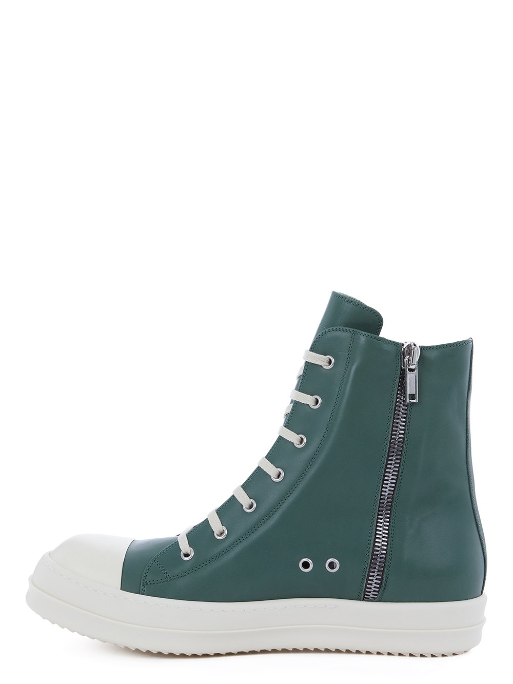 Rick Owens RICK OWENS FW22 STROBE SNEAKERS IN TEAL AND MILK WHITE CORTINA GREASE CALF LEATHER