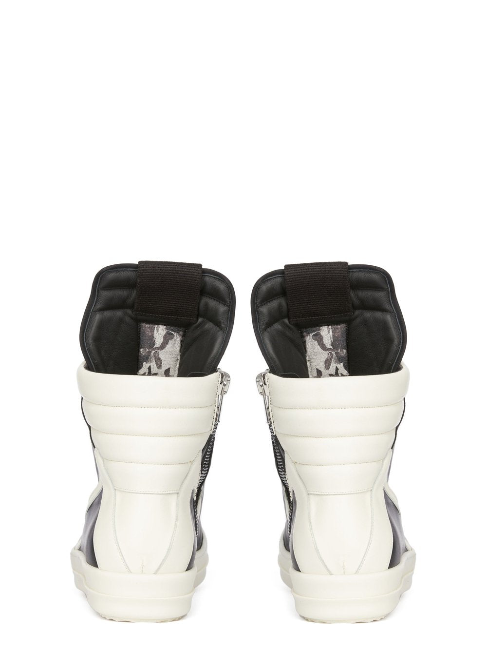 Rick Owens RICK OWENS FW22 STROBE GEOBASKET IN BLACK AND MILK WHITE FULL GRAIN CALF LEATHER