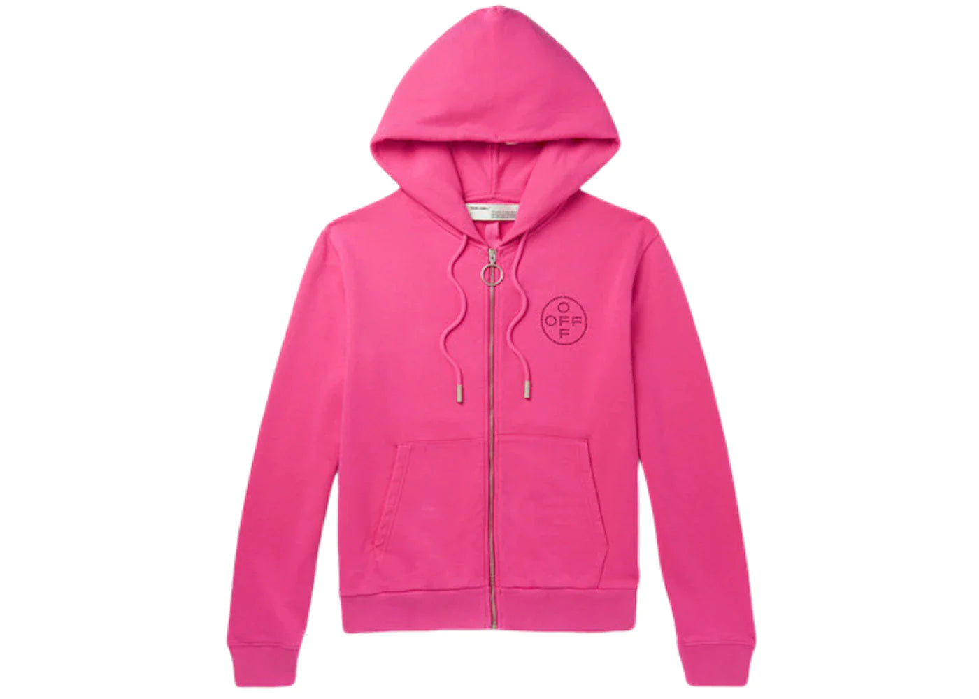 OFF-WHITE Embellished Logo Zip Up Hoodie Pink