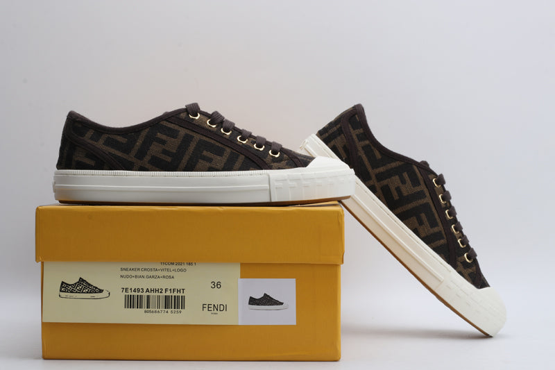 Fendi Fendi Domino Brown fabric low-tops