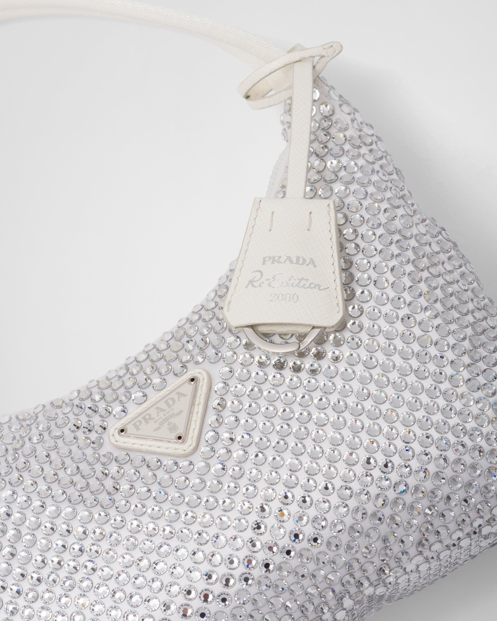 Prada Satin Mini-Bag With Crystals White