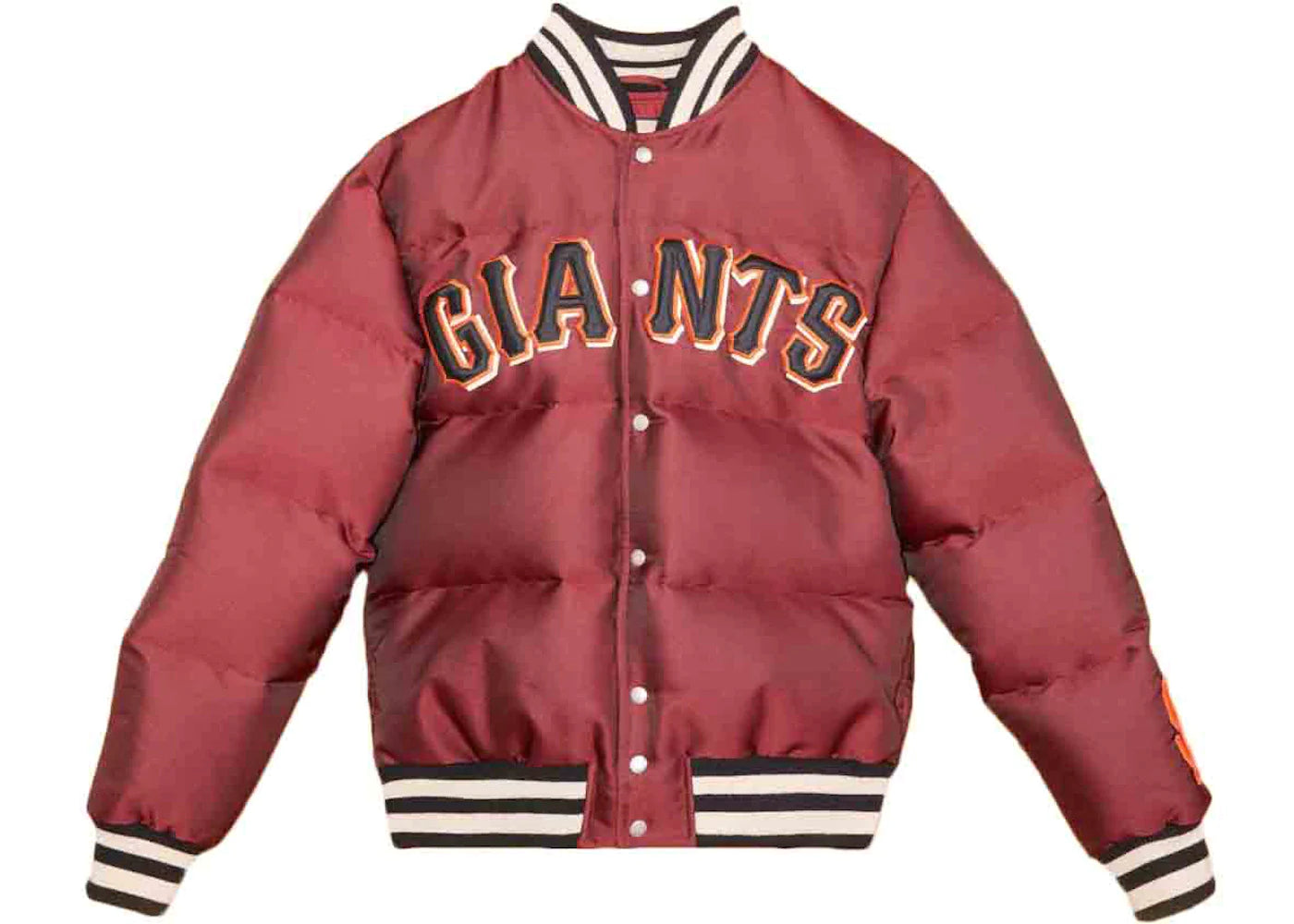Gucci x MLB 2022 Padded Satin Jacket with Giants Patch Bordeaux