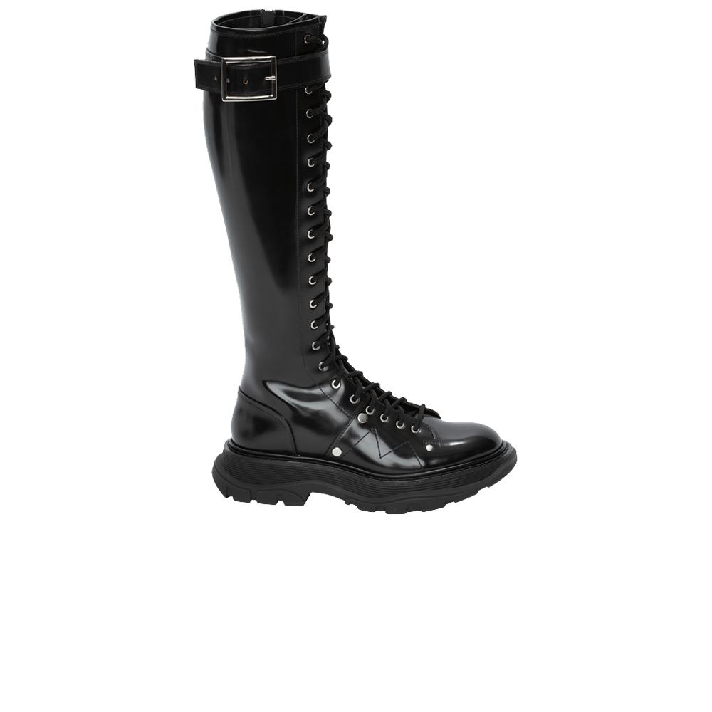 Alexander McQueen Wmns Tread Lace Up Boot 'Black Silver'