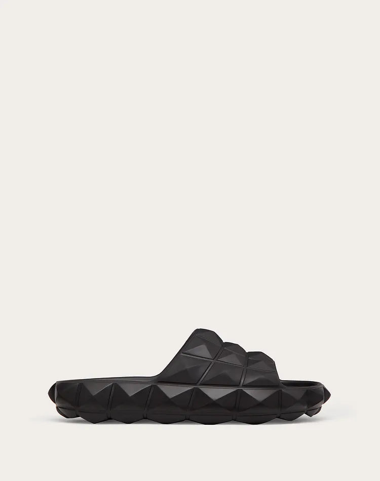 Valentino Garavani ROMAN STUD TURTLE SLIDE IN RUBBER BLACK